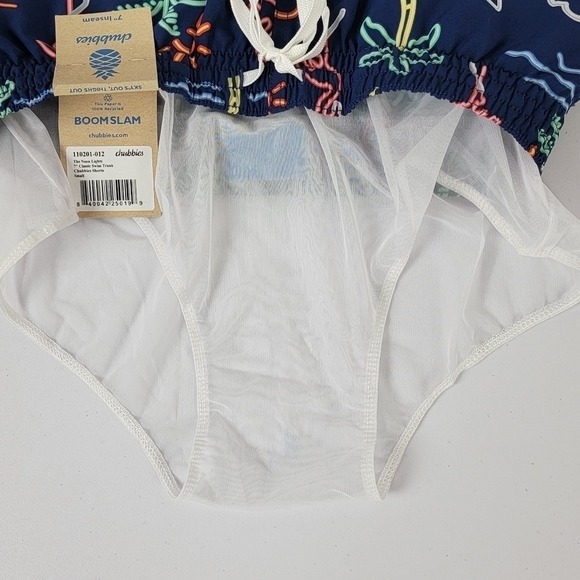 Chubbies‎ NEW Men's Small Navy Neon Lights 7" Inseam Flamingo Retro Swim Trunks - Picture 9 of 13